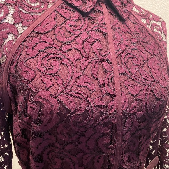 Eva Mendez lace burgundy dress size 6 - Picture 1 of 4